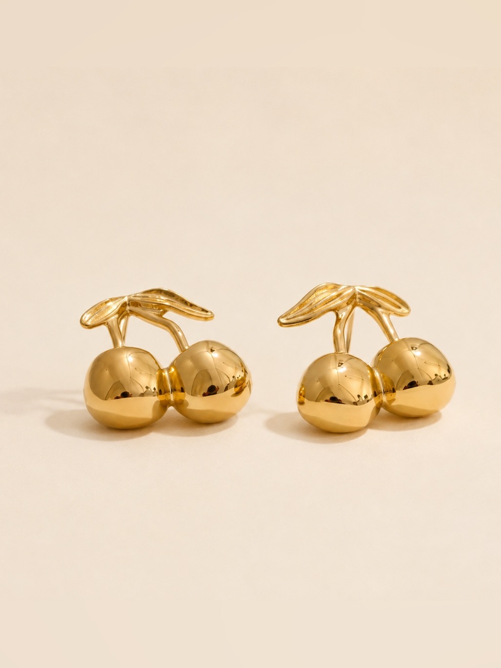 La Cherie Gold Cherry Earrings